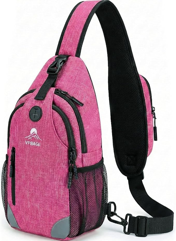 Sling Backpack for Women & Men, Crossbody Travel Bag with Water Bottle Holders, 17 Pockets, Quick-Access Phone Pocket, Hidden Security Pocket, Fits 11" Tablet, for Daily Carry, Travel, Theme Parks