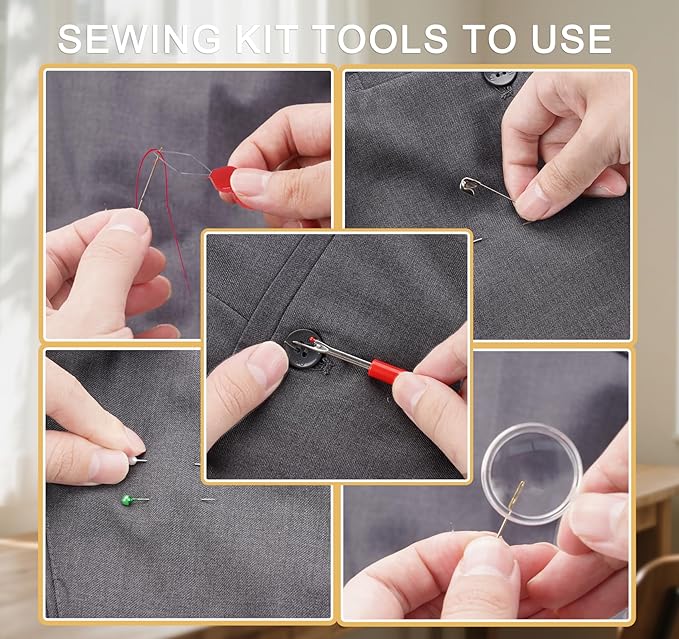 StiVerse 130 Pcs Mini Sewing Kit for Adults with Case, Portable Needle and Thread Kit, Professional Sewing Supplies Accessories for Travel Emergency Kids DIY