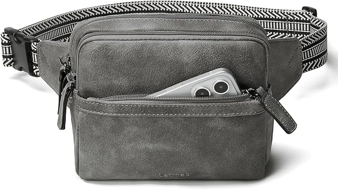 LATMAP 3L Fanny Packs Belt Bag for Women Small Everywhere Crossbody Bag Waist Packs Faux Leather Sling Chest Travel Purse
