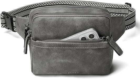 LATMAP 3L Fanny Packs Belt Bag for Women Small Everywhere Crossbody Bag Waist Packs Faux Leather Sling Chest Travel Purse