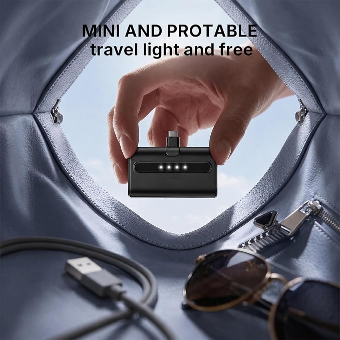 MS123 Portable Charger Type C, Mini Power Bank with Earphones Wireless Bluetooth & 2-Pack USB C Adapter Port, (2500mAh) Compatible with All iPhone 12-17 Plus/17 Pro/17 Pro Max, Samsung Galaxy Android