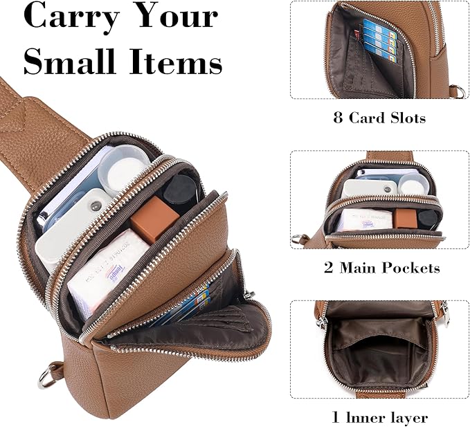 INICAT RFID Blocking Sling Bag, Anti Theft Crossbody Bag for Women Compact Travel Purses Leather