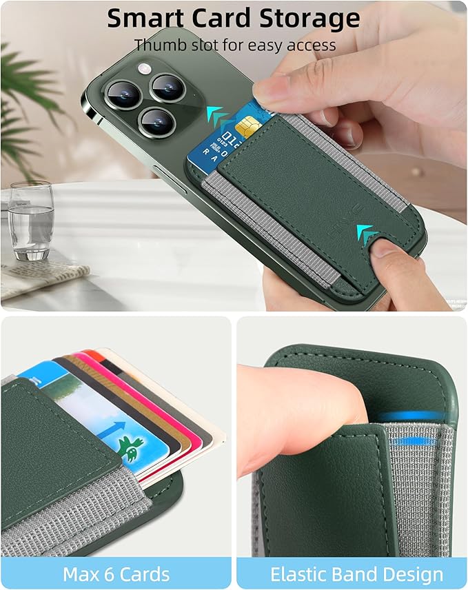 HiWe for MagSafe Wallet: 7-Card Holder, RFID Blocking, Strong Magnet for iPhone 12-17 Series, Slim, 1 Slot
