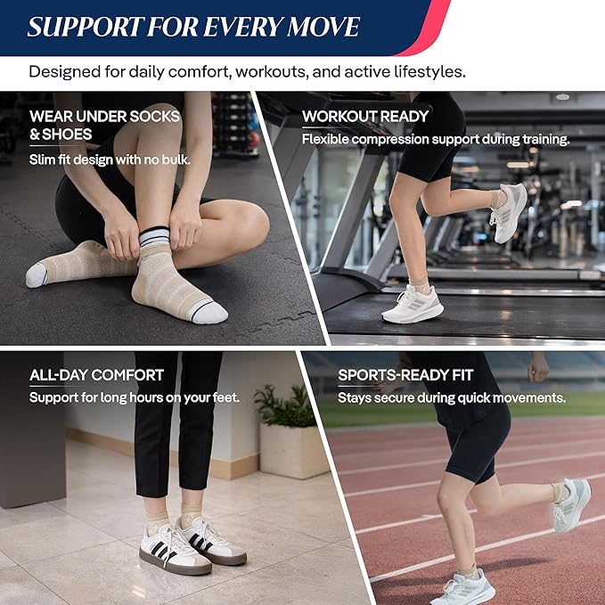 COOLMATE Ankle Support Light Compression Socks for Women and Men, Toeless Arch Support Sleeve for Running, Walking, Workout