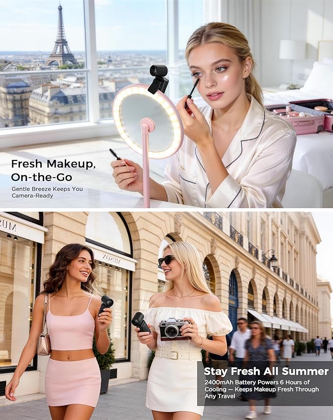 Portable Handheld Fan, Mini Clip On Fan with 4 Speeds, USB-C Fast Charging, Power Display, Handheld & Clip-On Dual Mode, Lightweight 0.26lb Personal Fan for Travel, Office, Outdoor, Stroller, Black