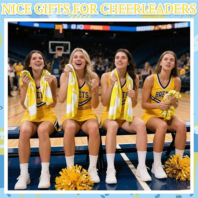 12 Pcs Cheerleader Cooling Towel Cheer Gifts Bulk for Team Cheer Sports Gifts with Bags 40" x 12" Breathable Chilly Microfiber Cooling Towel for Yoga Sport Gym Party Favor (Yellow)