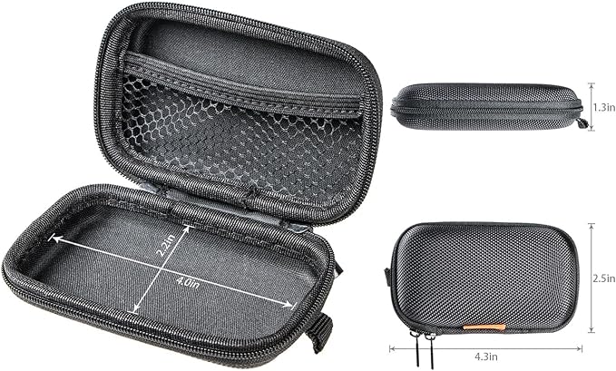 Small Hard EVA Case (4.3" x 2.5")- Portable Protection Earbud Case Zipper Pouch for Headset, Earphone, Flash Drive, Charging Cable, Key - Mesh Inner Pocket Durable Exterior Universal Carrying Bag