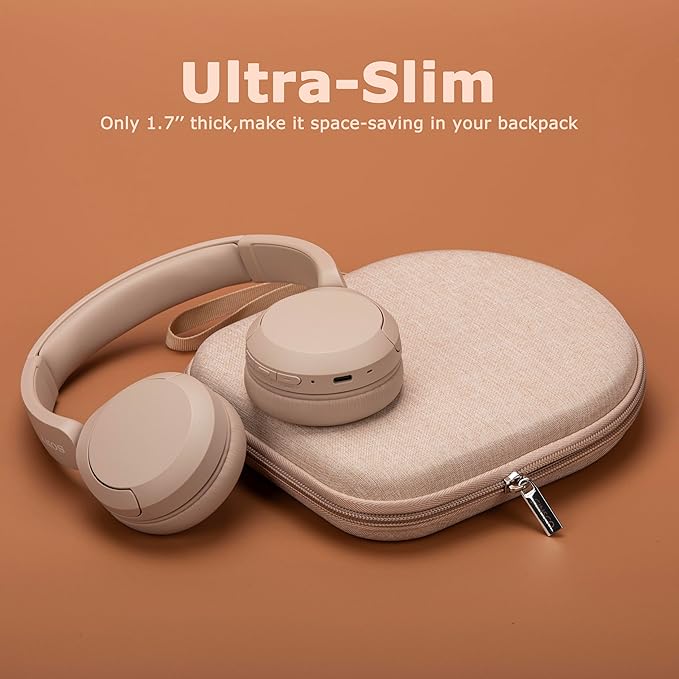 Ginsco Case Compatible with JBL Tune 510BT/520BT/500BT with Sony WH-CH520/510, Ultra-Slim Hard Shell Headphone Case for On Ear Headphones (Beige)