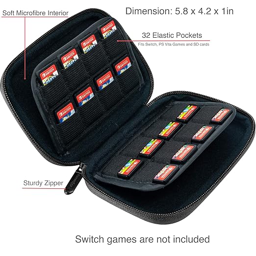 ButterFox 32-120 Switch Game Case for Nintendo Switch, Switch Game Card Storage Holder or SD Memory Card Case (32 Black)