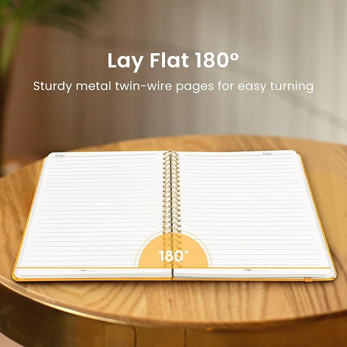 Taja Lined Spiral Journal Notebook for Women & Men, 140 Pages, College Ruled Hardcover Notebook for Work & Note Taking, Journals for Writing, A5(5.7" x 7.9") – Yellow