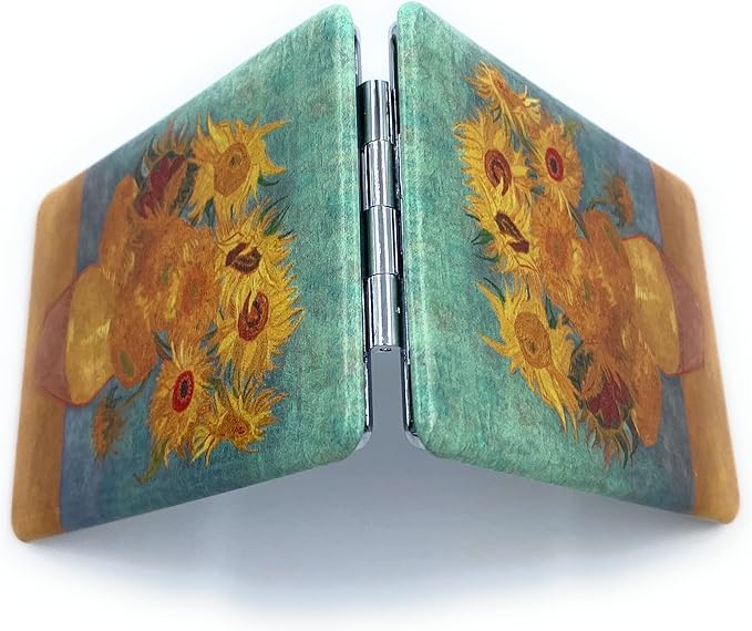 Square Compact Mirror Rectangular Purse Mirror Small Cosmetic Mirror for Purses Handheld Mirror Van Gogh Sunflowers Gifts, Diameter 2.75''x0.4'' Thickness