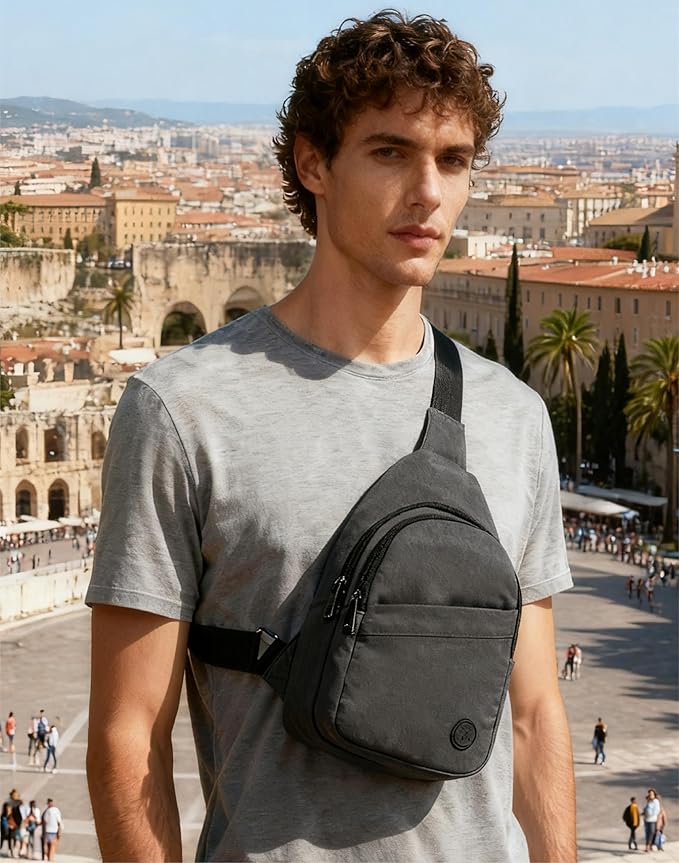MAXTOP Crossbody Bags for Women Men Lightweight Sling Chest Bag Fanny Packs for Travel Casual Outdoors Dark Grey