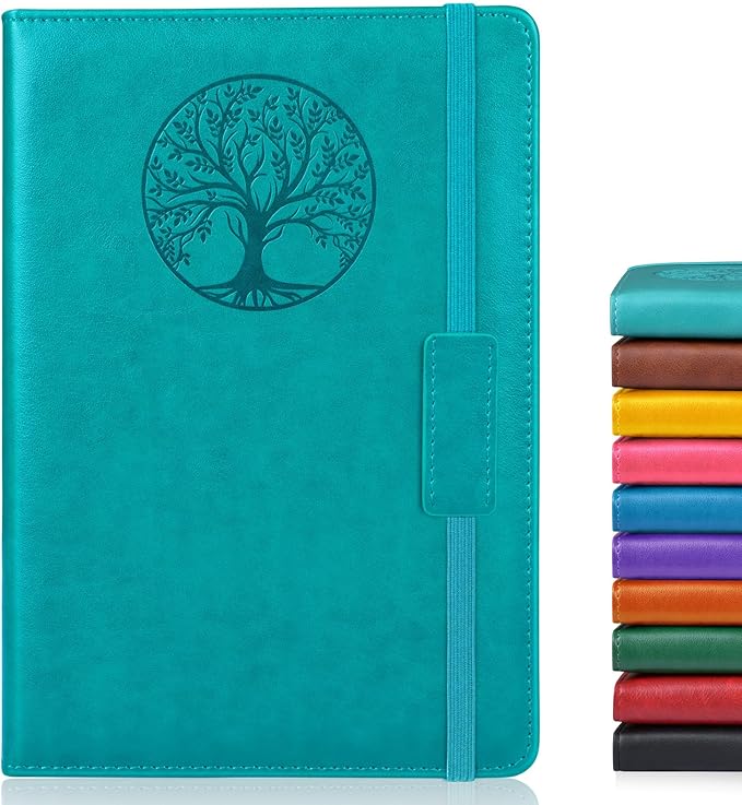 Biuwory Dotted Journal Notebook for Women Men, 140 Pages Hardcover Dot Grid Notebooks for Work, School & Travel, Leather Journals for Writing, Bullet Journaling 5.7"×8.3" (Blue)