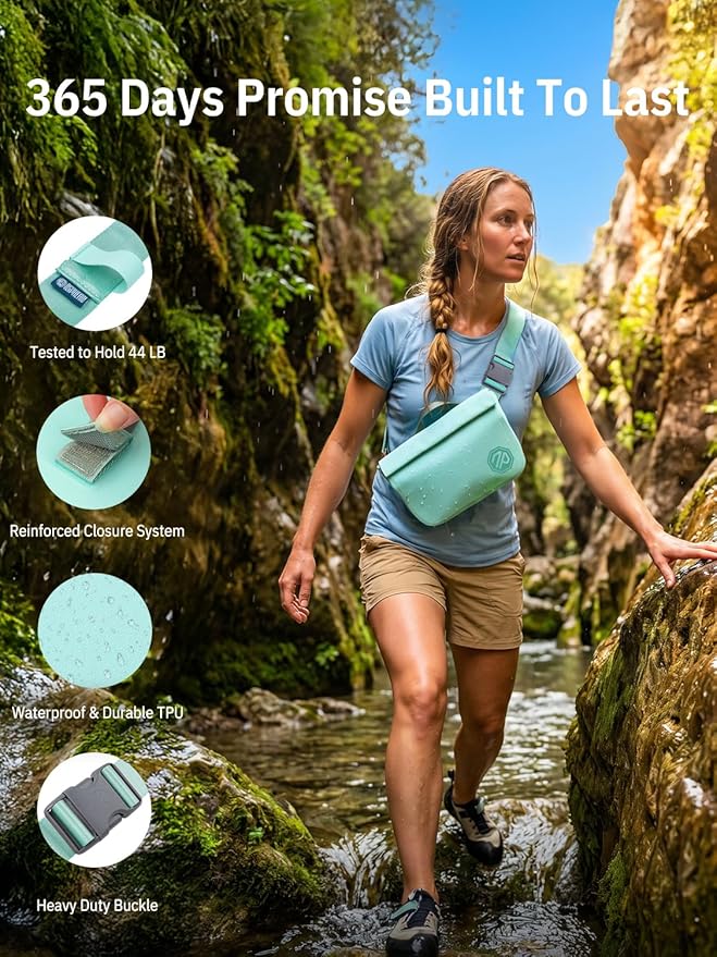 niphean IPX7 Waterproof Fanny Pack with Magnetic One-Hand Closure, Durable Waterproof Dry Bag, for Kayaking, Paddle Boarding, Beach Cruise Essentials, 2.5L Phone Pouch Dry Bags for Men Women