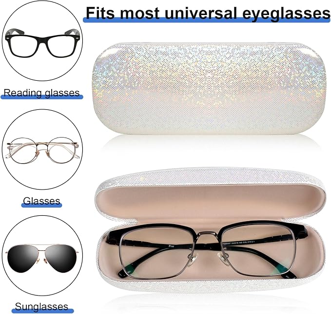 Joyberg Glasses Case, 2 Pack Eyeglass Case with Cleaning Cloth, Glasses Case Hard Shell Fits Most Glasses