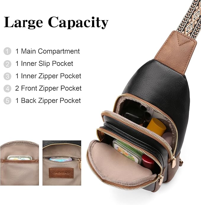 GAEKEAO Sling Bag Crossbody Bags for Women Travel Fanny Packs Trendy Cross Body Purses Vegan Leather Chest Bag