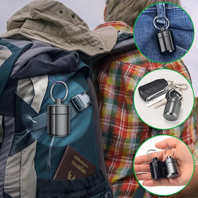 Urekt Ear Plug Carrying Case Keychain(2 Pack), Small Waterproof Metal Earplug Case Ear Plug Holder Container Great for Earplugs, Pills Case Pill Box and Jewelry Holder