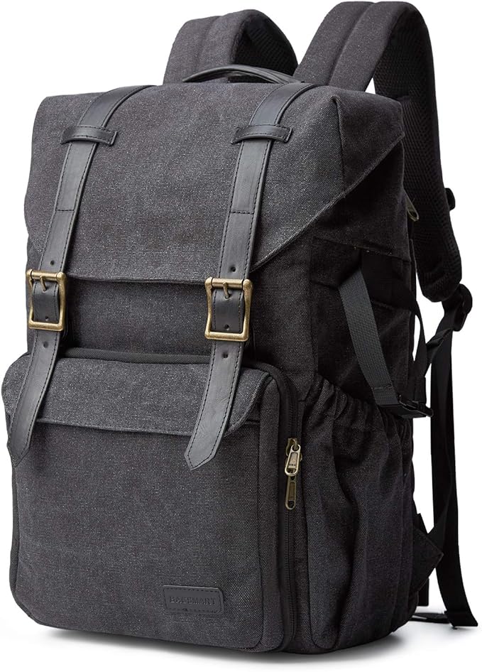 BAGSMART Camera Backpack, Large DSLR/SLR Waterproof Photography Bag Fit up to 15" Laptop with Tripod Holder, Waist Belt and Rain Cover, Black