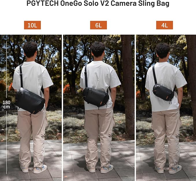 PGYTECH OneGo Solo V2 Camera Sling Bag, 6L Crossbody Camera Bag for Urban Travel Photographers, Mirrorless Camera Bag for Sony/Canon/Nikon/DJI Mavic/Air/Mini/Tripod/Laptop, Black