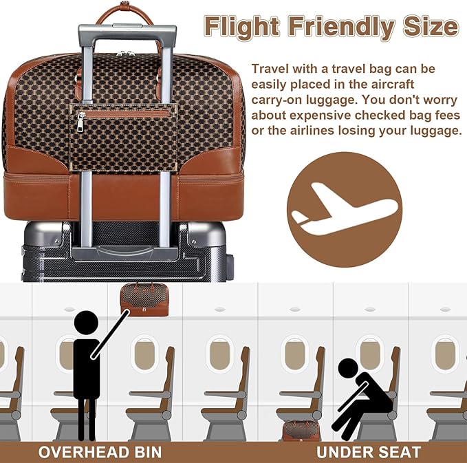 ITIEZY Weekender Overnight Bag for Women - Large Travel Duffel Bag with Shoe Compartment, Gym Duffel Bag Hospital Bag Carry On Tote Bags for Airplanes with Crossbody Bag Toiletry Bag 3Pcs Set