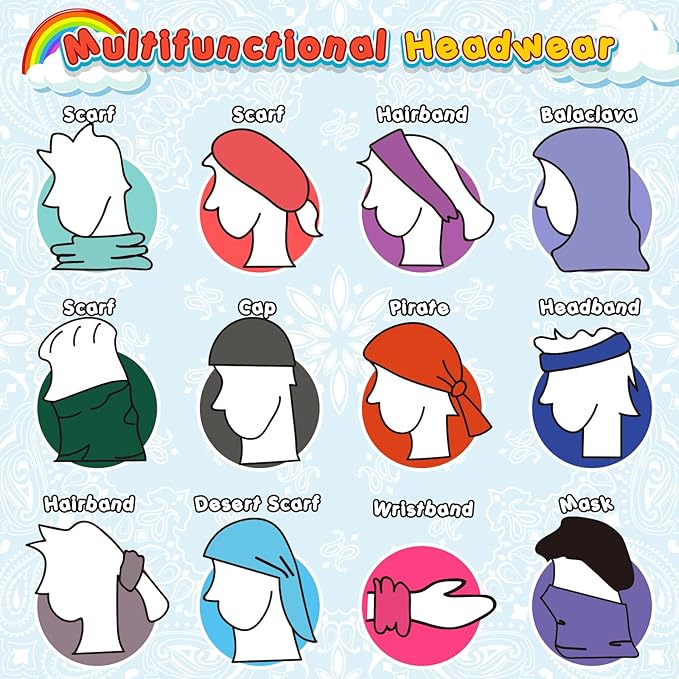 Jiuguva 26 Pcs Neck Gaiter Men Face Mask Headband Boho Head Wrap Headwear Bulk Hiking Seamless Neck Scarf Skull Bandana Women