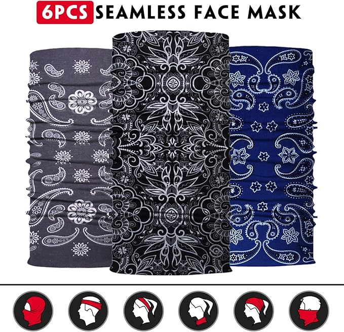 Neck Gaiter for Men Women Headwear Bandana Head Wrap Face Scarf Mask Cover Warmer Balaclava-Seamless & Versatile