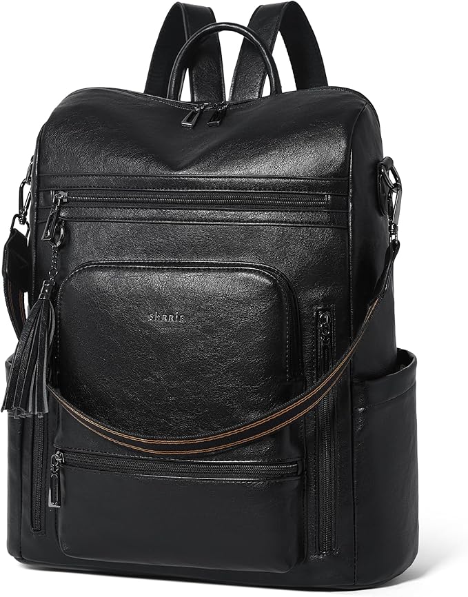 Shrrie Vegan Leather Laptop Backpack for Women 15.6 inch Work Backpack Fashion Travel Backpack Purse for Business College