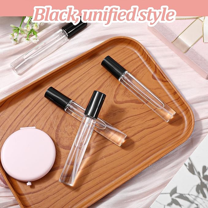30 PCS Glass Refillable Perfume Bottles, 15ml Mini Glass Spray Bottles Perfume Travel Bottle Pocket Spray Atomizer Empty Fragrance Atomizer Travel Size Perfumes Refill Bottles-Black