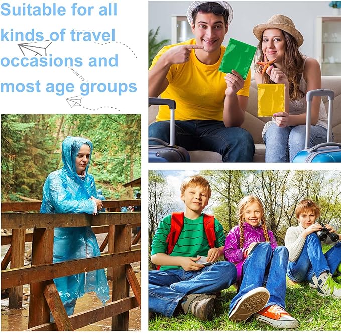 Handepo 150 Pack of Adult Rain Ponchos with Hood, Disposable Rain Ponchos, Plastic Raincoat Poncho for Adult Homeless