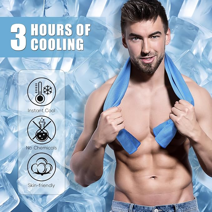 Cooling Towels for Neck and Face, 40x12’’ Soft Breathable Sweat Towels, Microfiber Sport Towel for Yoga, Gym, Workout, Running, Golf, Travel, Cooling Neck Wrap for Hot Weather