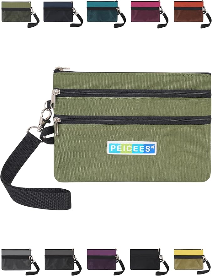 Peicees World Travel Essentials Currency and Passport Organizers Cash Cards Tickets Holder RFID Blocking Wallet, Army Green