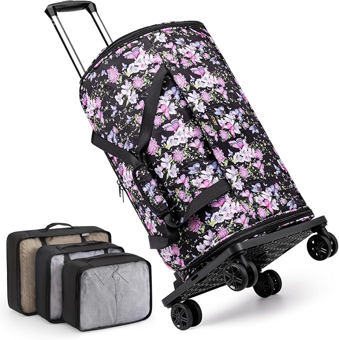 Rolling Garment Bags for Travel - Carry on Convertible Garment Duffle Bags with Wheels for Men Women, 4 in 1 Large Travel Duffel Bags with Shoes Compartment Hanging Suit Dress Weekender Bag 4pcs Set