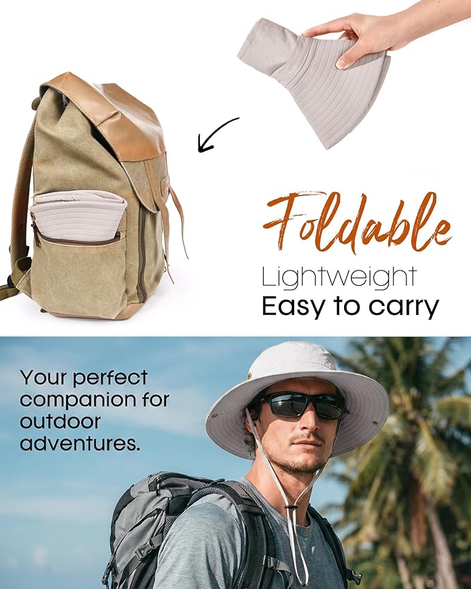 FURTALK Sun Hats for Men Fishing Hat UPF 80+ Foldable Wide Brim Outdoor Hiking Beach Summer Hats