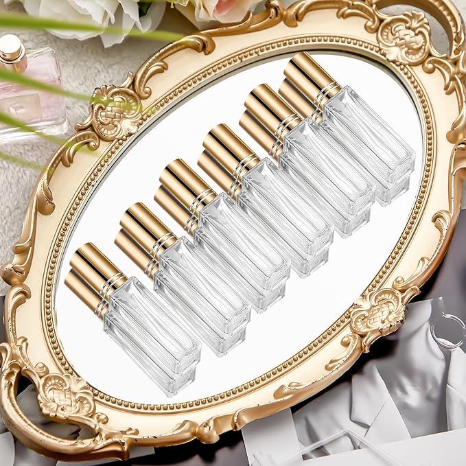 Domensi 30 Pcs 10/15/20/30 ml Perfume Travel Refillable Glass Bottles Spray Bottle Perfume Atomizer for Cologne Dispenser Leak-proof Fragrance Bottles Atomizer Pump Kit (20 ml,Gold)