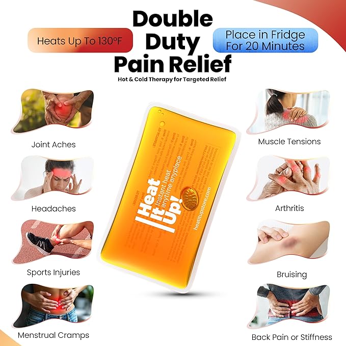 Reusable Hand Warmers – Heat It Up 8 Instant Reusable Heat Packs for Hot Compress & Pain Relief – Pocket Size Reusable Heat Pack Set with Fabric Bag for Travel