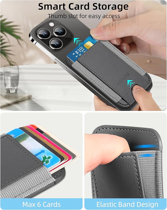 HiWe for MagSafe Wallet: 7-Card Holder, RFID Blocking, Strong Magnet for iPhone 12-17 Series, Slim, 1 Slot