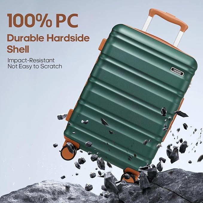 7 Piece Luggage Sets with Premium YKK Zipper, 20/24/28in PC Hardside Suitcase With Spinner Wheels, Luggage Airline Approved, Durable Suitcase Sets with TSA Locks for Travel