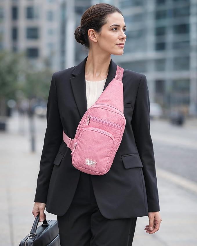 Reebok Unisex Crossbody Bag - Convertible Compact Durable Cross Body Bag for Women and Men - Gym and Travel Essentials, Size One Size, Cosmos Rose