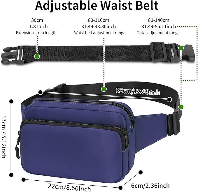 Fanny Pack Nylon Mini Belt Bag Everywhere Belt Bag for Women Water Repellent Waist Packs Crossbody Bags with Adjustable Strap