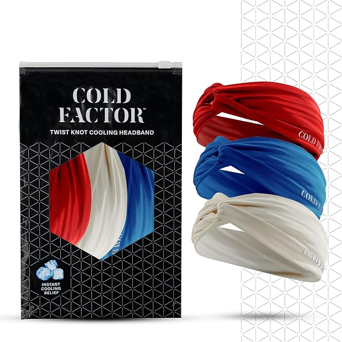 COLD FACTOR Cooling Headband for Women and Men – UPF 50+ Advanced Evaporative Comfort, Instant Cooling Sweatband for Outdoor Sports, Fitness, Yoga, Hiking, Running, and Workout