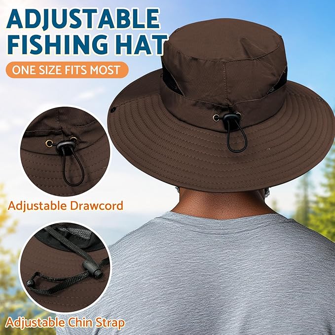 PFFY Sun Hats for Men Women Wide Brim Bucket Hat UPF 50+ Outdoor Beach Hiking Fishing Hat