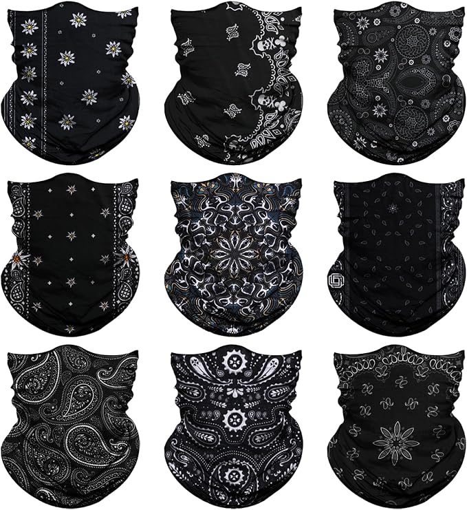 Neck Gaiter for Men Women Headwear Bandana Head Wrap Face Scarf Mask Cover Warmer Balaclava-Seamless & Versatile