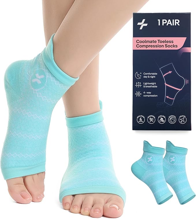 COOLMATE Ankle Support Light Compression Socks for Women and Men, Toeless Arch Support Sleeve for Running, Walking, Workout