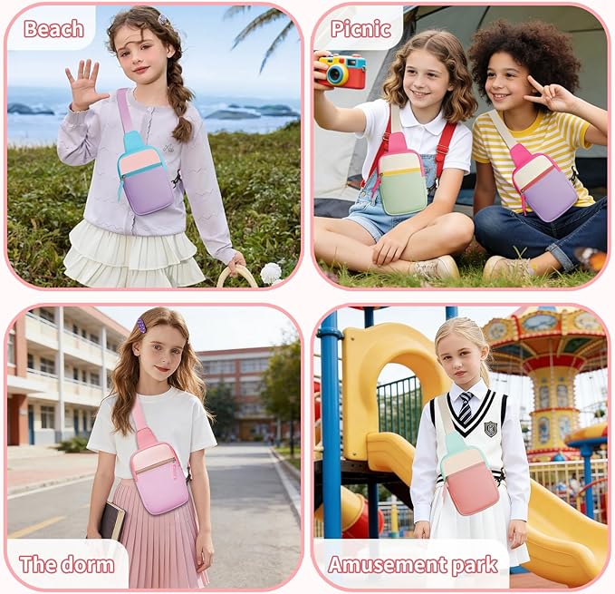Birthday Gifts for 8 9 10 11 12 Year Old Teens Girls Kids, Fanny Pack Crossbody Bag Sling Belt Bags Purse, Dorm Travel Essentials for Girls Fashion, Preppy Tween Teen Girl Gift Trendy Stuff