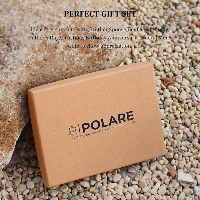 Polare Full Grain Leather Slim and Soft RFID Blocking wallet For Men Snap Bifold Travel Wallet Passport Holders 2 Passports (Dark Brown)