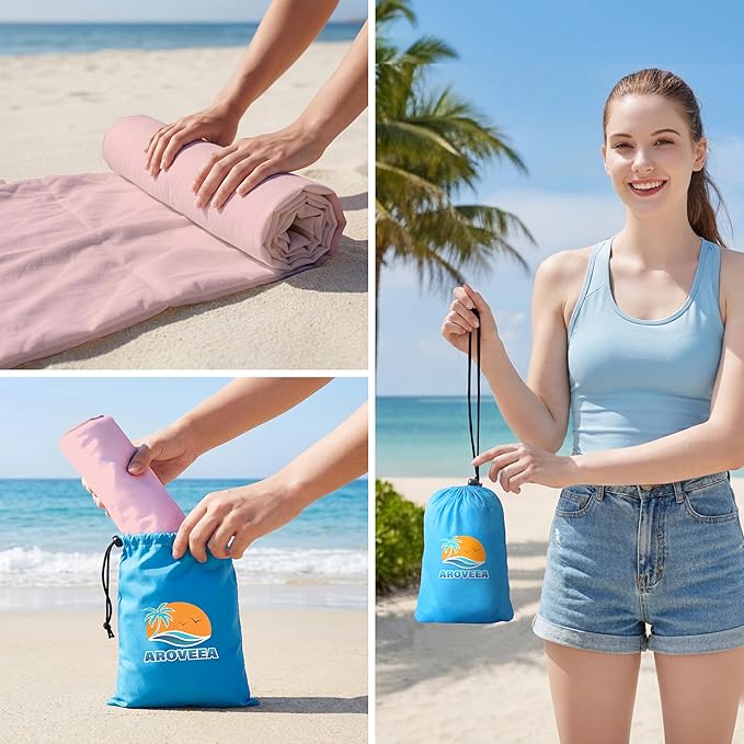 Aroveea Beach Blanket Waterproof Sandproof 1-7 Adult Oversized 78''X81''/10'X9' Lightweight Durable Compact Sand Free Beach Mat for Travel Camping Hiking Picnic Blanket