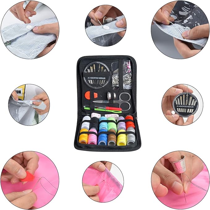 Sewing Kit,Zipper Portable Mini Sewing Kits for Adults,Traveler, Beginner, Emergency,Family Repair,Sewing Supplies with 12 Color Thread,Scissors,Needles,Tape Measure and Other Accessories