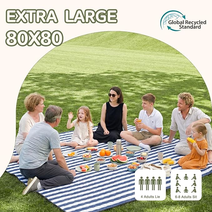 Genovega Waterproof Sandproof Beach Blanket Picnic Outdoor Mat Rug Extra Large Foldable Sand Free Big Giant XL Towel Car Essential Roadtrip Gadget Rv Accessories Gear Must Have Hiking Item Necessities