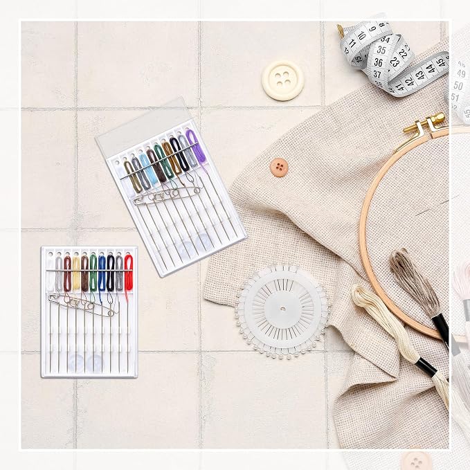 Hestya 2 Boxes (20 Pcs) Pre Threaded Needles for Hand Sewing Needles and Thread Box Quick Sewing Kit Prethreaded Kits(Rich Color)