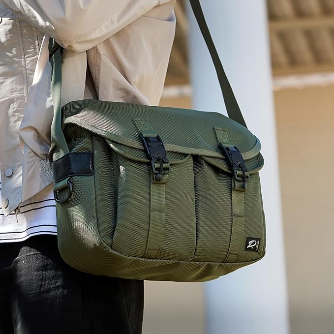 Padwa Lifestyle Green Camera Bag - Nylon Flap Camera Photography Bag with Removable Lining for Single Shoulder & Crossbody and Hand Carry,Weather Resistant Casual Camera Bag for Cameras & Drone